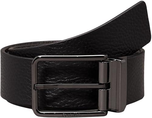 Calvin Klein Cintura Uomo Cintura in Pelle, Nero (Ck Black/Dk Brown), 105 cm