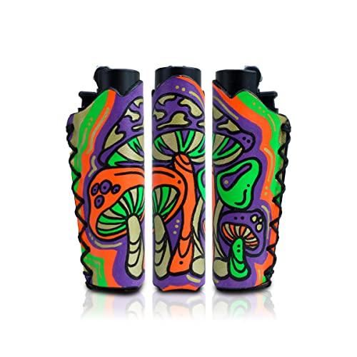 Magic Mushrooms- Porta accendino per Clipper disegnato a mano 1pz