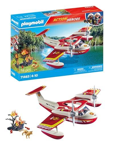 PLAYMOBIL Action Heroes 71463 Idrovolante dei Pompieri, missioni eroiche di Soccorso, con Un Vigile del Fuoco, Giochi di Ruolo Divertenti, Giocattolo sostenibile per Bambini dai 4 Anni in su