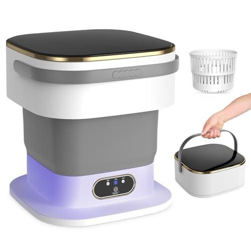 Mini Lavatrice,15L 2 in 1 Lavatrice Portatile con Centrifuga e 3 modalità di pulizia profonda,Lavatrice da Campeggio Pieghevole per Viaggi, Casa, Appartamenti (Grigio)