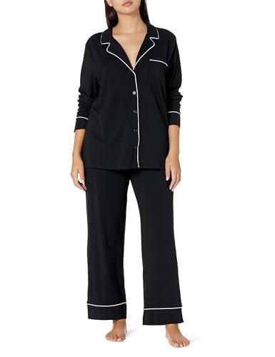 Amazon Essentials Pigiama da donna in modal di cotone con camicia a maniche lunghe e pantaloni lunghi, nero, S