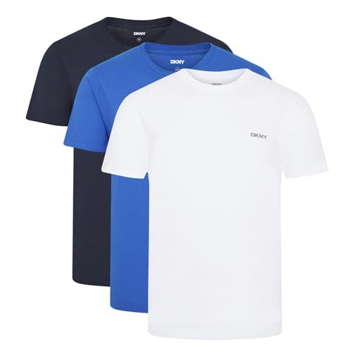 DKNY Uomo, Maglietta Girocollo, Blu Marino/Bianco/Blu, Confezione da 3, XL