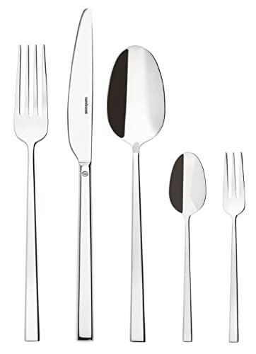 Sambonet 52562-N2 Rock Inox - Set di Posate da Tavola monoblocco in Acciaio Inox 18/10, per 12 persone, 60 pezzi: 12 forchette, 12 cucchiai, 12 coltelli, 12 cucchiaini da tè, 12 forchette dolce