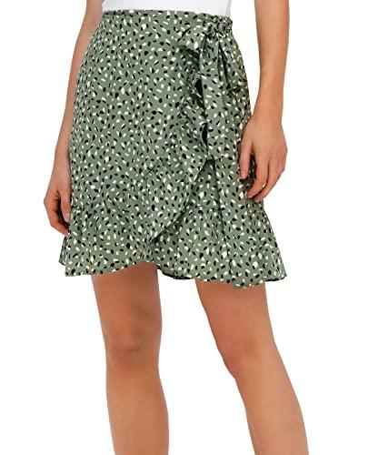 ONLY Onlolivia Wrap Skirt Wvn Noos Gonna, Hedge Green/AOP: Hella Graphic, M Donna