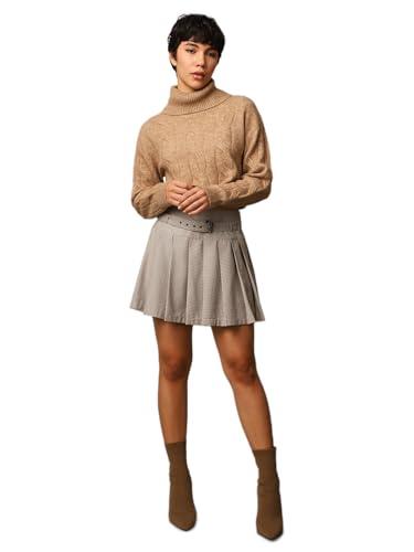 ONLY Onlrio Life Ls Cable Rollneck KNT Maglione da donna, Tannino. Dettagli: melange, M