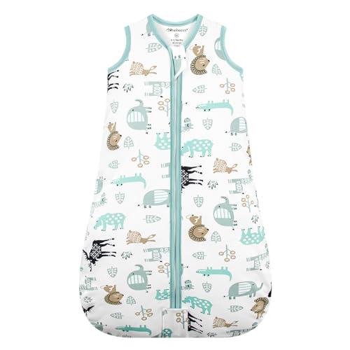 Mosebears Sacco nanna invernale per bambini, 2,5 tog, 100% cotone, disponibile in diverse misure dalla nascita all'età di 24 mesi (blu zoo, 6-12 mesi)
