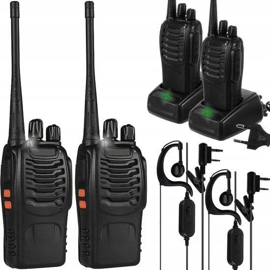 Rheme - Walkie Talkie PMR446 2 Pezzi - Portata fino a 5KM - Auricolari e Clip Cintura Inclusi - Torcia LED - Batteria Ricaricabile 1500mAh - Adatto per Escursioni, Campeggio, Cantiere