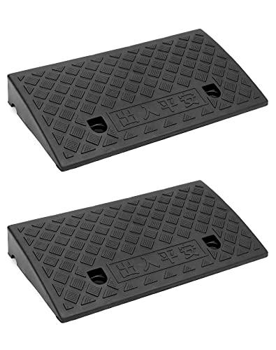 QWORK® 2 pezzi rampa carrabile per marciapiede in plastica, rampe auto, per sedie a rotelle, moto, 49x27x7 cm