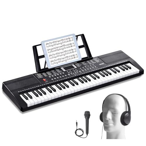 VEVOR Pianoforte Digitale con Tastiera, 61 Tasti, Set Pianoforte con Tastiera Elettrica Portatile, 200 Toni, 200 Ritmi, 60 Brani Demo, Altoparlanti Incorporati, Cuffie, Microfono, per Principianti