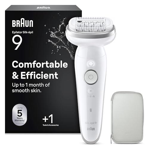Braun Silk·épil 9, epilatore con testina mobile per una facile rimozione dei capelli, epilazione bagnata e asciutta, pelle liscia a lungo, 9-000, argento