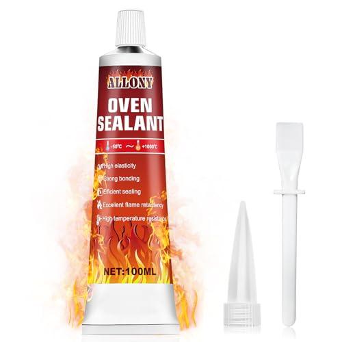 ALLONY Silicone Alte Temperature, Silicone Nero, Cemento Refrattario, Colla Alte Temperature, 1000 Gradi, Adatto per la Sigillatura ad Alta Temperatura di Vari Tipi di Caminetti e Stufe, 100ML