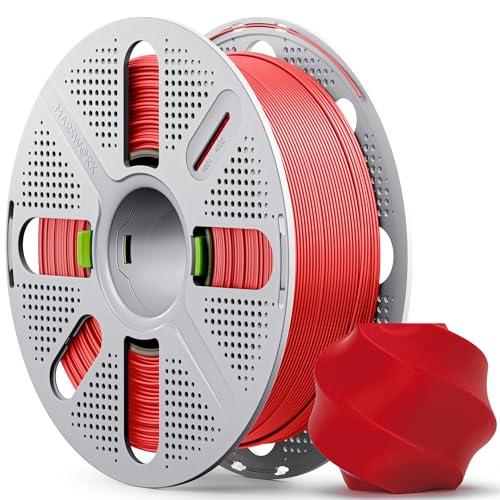MarsWork Filamento PLA 1,75 mm, PLA Pre-essiccato con Bobina Riutilizzabile a Cambio Rapido, 1 kg, per Stampanti 3D Bambu Lab, Confezionato Sottovuoto con Sacchetto Essiccante, Rosso