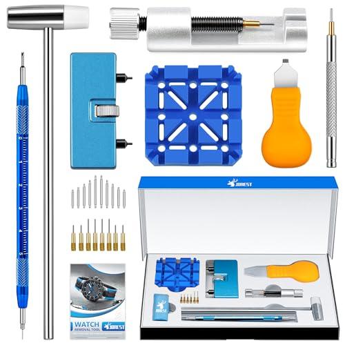 JOREST Kit Riparazione Orologi, Regola Cinturino, Attrezzi Sostituisci Batteria Cambio Pile, Aprire Orologiaio, Estrattore Togli Rimuovi Maglie, Apri Cassa, Chiave Orologio