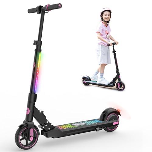 EVERCROSS EV06C Monopattino Elettrico, 6,5'' Monopattino Elettrico pieghevole per Bambini dai 6 ai 12 anni, fino a 15 KMH e 8 KM, display a LED, luci LED colorate, E Scooter per Bambini Bambine