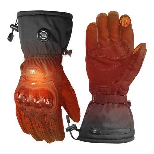 KEMIMOTO Guanti Riscaldati Moto Uomo, -10°C a -5°C Ricaricabili Guanti Invernali Impermeabili con Touch Screen per Motociclismo e Ciclismo