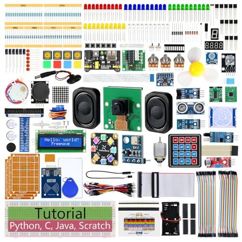 Freenove Kit Starter Completo per Raspberry Pi 5 4 B 3 B+ 500 Zero 2 W, Tutorial di 1170 Pagine, Python C Java Scratch Processing Code, 386 Articoli, 164 Progetti, Altoparlante Fotocamera