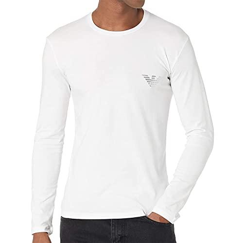 Emporio Armani Maglietta Uomo 111023 0A526, T-Shirt Manica Lunga, Girocollo (S, Bianco)