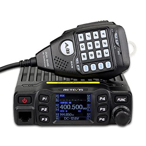 Retevis RT95 Doppia Banda Radio Mobile per Auto 5W/15W/25W 200 Canali per Radio Amatoriali con Cavo e Microfono (Nero 1 Confezione)