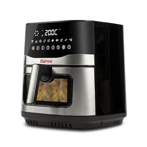Girmi FG90 Friggitrice ad Aria Ecofrit Premium, 2200W, 9 Lt, Doppia Resistenza, Finestra, Contenitore Antiaderente, Display Digitale, Scongelamento, Partenza Ritardata, BPA/PFOA safe, Nero