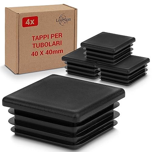 LouMaxx Tappi per tubo 40 x 40 mm | tappi per tubo quadrato | tappi per copertura | copertura tubo in plastica robusta | tappi a lamelle 40 x 40 mm per una protezione perfetta
