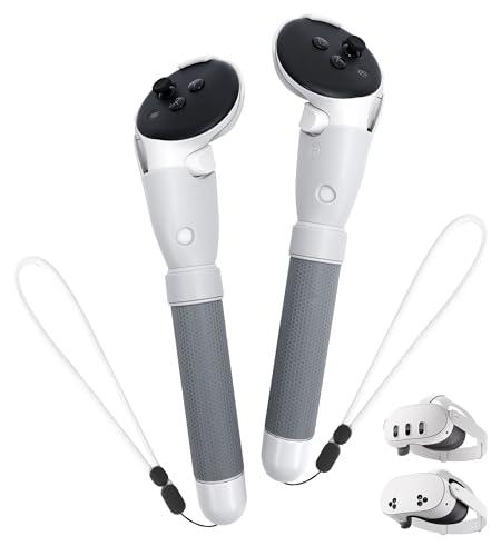 TRANSNOVO Handle Attachment Compatibile con Meta Quest 3S/Quest 3 Controller Accessori, Bastoni per Braccia Lunghe per VR Gorilla Tag, Maniglie Beat Saber, Impugnature di Estensione per Giochi VR