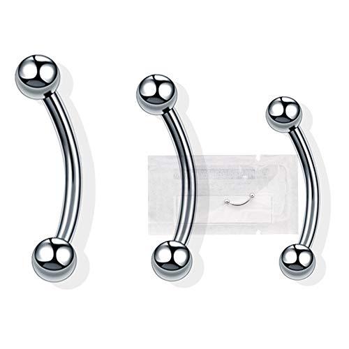 WARRIOR Sterile Piercing Banana alla Sopracciglia CIrcular/Curved Barbell Tragus Helix Cartilagine Orecchio in Acciaio Chirurgico 316L 16G(1,2mm) (10)