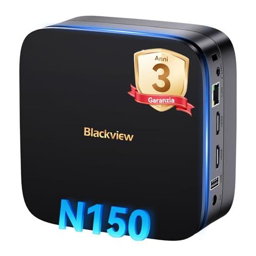 Blackview MP60 Mini PC W-11 Pro，Twin Lake N150 (Meglio di N95,3,6 GHz) 16 GB RAM/512 GB M.2 SSD Espandibile fino a 2TB, Doppio UHD Display 4K,5G WIFI/BT 4.2 Desktop PC