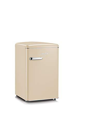 SEVERIN RKS 8833 Mini Frigorifero Retrò 108L, Frigorifero piccolo e silenzioso con diversi scomparti, Congelatore 13L e portabottiglie, 37 dB, Classe energetica D, Crema