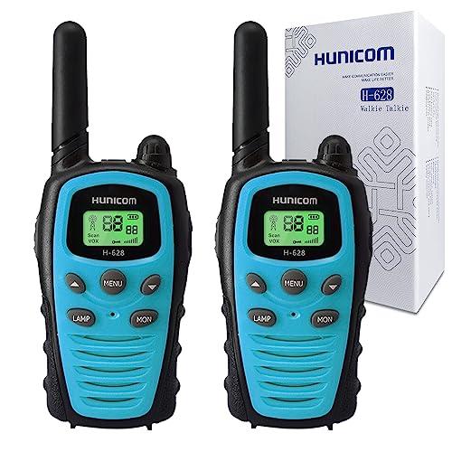 Walkie Talkie per adulti, radio a grande raggio, PMR, VOX, con vivavoce, 5 km, con torcia, LED di retroilluminazione (Blu)