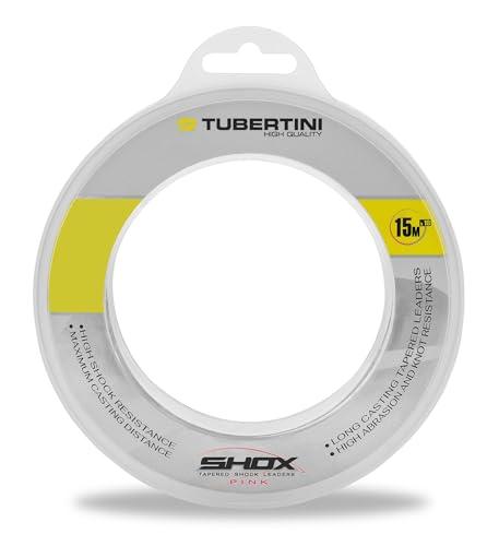 TUBERTINI SHOX PINK Shock Leader Conico per Surfcasting e Beach Ledgering – Alta Resistenza, Lanci Lunghi, Invisibile in Acqua, Antigroviglio, Confezione 15x10 mt (0.230-0.570 mm | 3.540-17.620 kg)