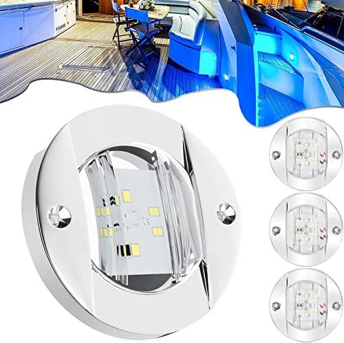 Greluma 4 luci interne rotonde per barche marine, montaggio sul retro,luci di ancoraggio della poppa a LED,luci da pesca notturna a LED,luce di cortesia a LED ponte blu, impermeabile IP67