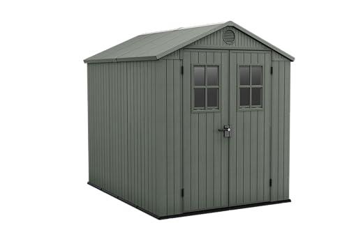 Keter Casetta da Giardino Darwin 6x8, Finitura Effetto Legno, Colore Verde Salvia, 4,5 m², 190x244x221H cm