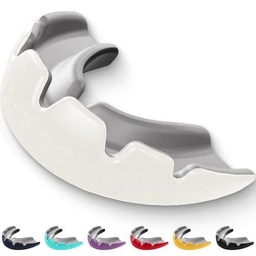 lobloo SLICK Paradenti Professionale Dual Density per sport ad Alto Contatto come MMA, Hockey, Calcio, Rugby. (Large +14yrs, Ivory)