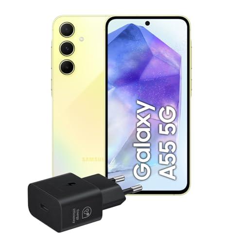 Samsung Galaxy A55 5G, Caricatore incluso, Smartphone Android 14, Display FHD+ Super AMOLED 6.6”, 8GB RAM e 256GB di memoria interna espandibile, Batteria 5.000 mAh, Awesome Lemon [Versione Italiana]