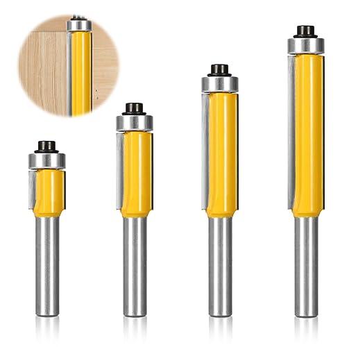 4 Pezzi 8 mm Gambo Frese per Legno Kit, Fresa per Taglienti Diritti con Cuscinetto, Fresa di Lama Extra Lunga, Strumento di Rifilare per La Lavorazione del Legno (4)