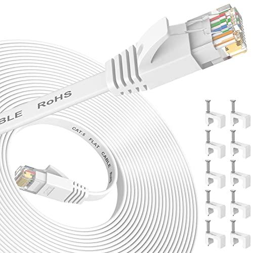 Nixsto Cavo ethernet Cat 6 10m, cavo di rete ad alta velocità con connettori RJ45 per modem e router, ompatibile a monte con il Cavo Lan Cat 7/Cat 8, bianco