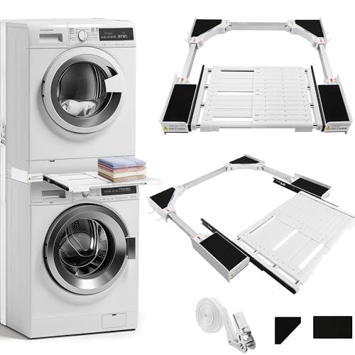 Kit Sovrapposizione lavatrice asciugatrice,supporto lavatrice asciugatrice,Telaio intermedio con filo stendibiancheria, telaio di collegamento