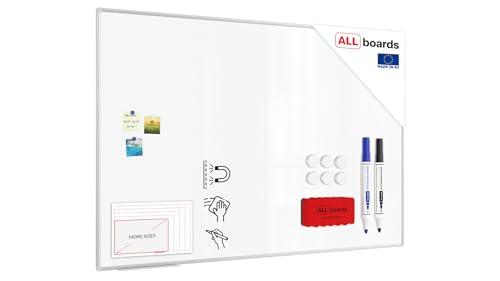 ALLboards Lavagna Bianca Magnetica con Cornice in Alluminio EXPO 180x120cm Scrivibile e Cancellabile a Secco, a Parete