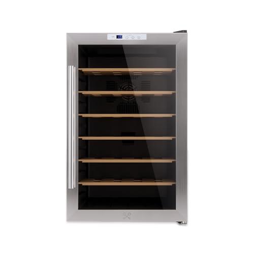 Les Petits Champs Cantinetta per vino di conservazione da 28 bottiglie CAVC28, 70 l, 6 ripiani, regolabile da 11 a 18 °C, raffreddamento termoelettrico, design elegante, LED, anti-UV