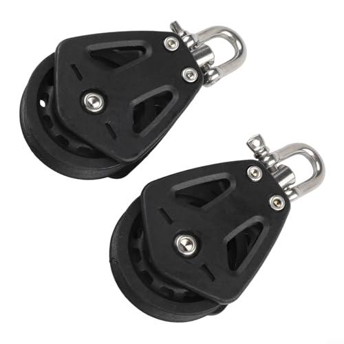 Puleggia in nylon resistente, capacità di carico 460 kg, compatibile con linea da 10 mm, sistema di cuscinetti rotanti per barche a vela e accessori per sartiame marino (confezione da 2)
