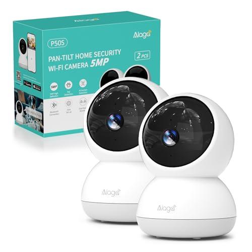 Alaga Telecamera Wi-Fi Interno 3K, Videocamera Sorveglianza, 5G, AI Rilevamento del Movimento, Visione Notturna, Compatibile con Alexa e Google Assistant, 2PACK(Include 3 mesi di archiviazione cloud)
