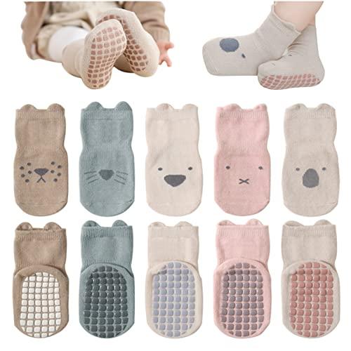 DRESHOW Calzini Antiscivolo per Bambini Calzini alla Caviglia con Impugnature Calzini in Cotone per Bambine e Bambini