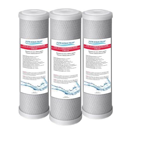 Cartuccia Carbon Block 5 Micron 10 Pollici CTO Filtro a carbone attivo per osmosi inversa Set 3 Pz. Filtri Acqua Italia®