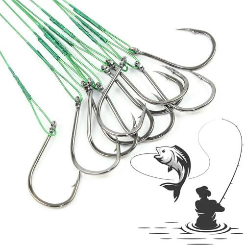 Ami da Pesca in Mare Resistenti con Ardiglione Ami da Pesca con Filo Spinato Ami da Mare in Acciaio al Carbonio Adatti per la Pesca Robusto Durevole Ganci a Occhiello per Pesci D'acqua Dolce 30PCS