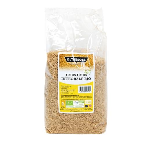 Oltresole, Cous Cous Integrale Biologico 1 Kg, Granelli di Semola di Grano Duro Integrale da Agricoltura Biologica, Ideale per Primi Piatti e Contorni Salutari, Confezione Ideale per Famiglie