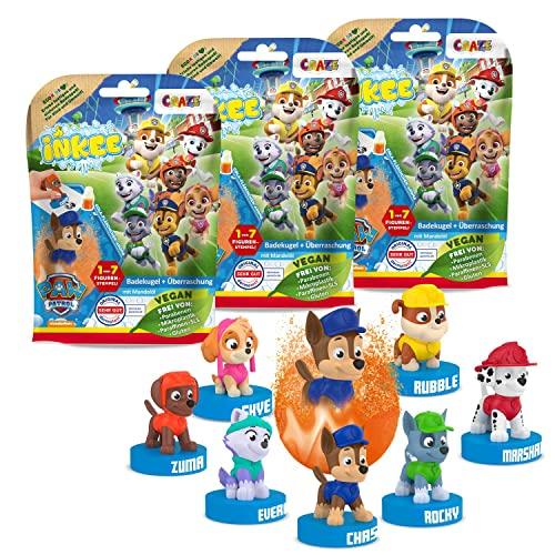 INKEE Set 3 Bombe da bagno bambini Paw Patrol, Bombe da Bagno con Sorpresa per vasca da bagno, giochi da bagno