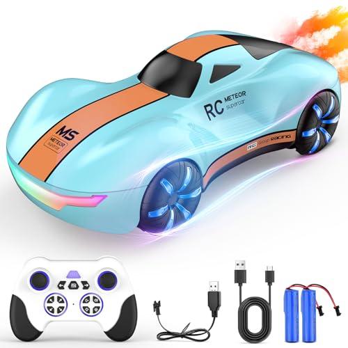 Dorkimn Auto telecomandata 1:16, 2,4 GHz, auto radiocomandata, 4 WD RC auto con luci a LED e spray, due batterie, auto da corsa telecomandata da 6 7 8 9 10 11 12 anni