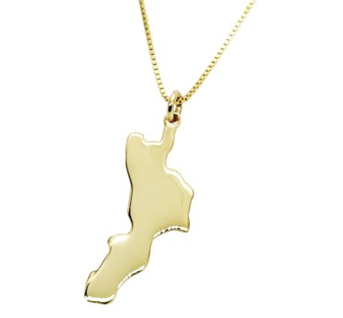 Collana Uomo Donna Regione della Calabria Argento 925 Placcata Oro 18k Fatta a Mano e Personalizzabile (50 cm)