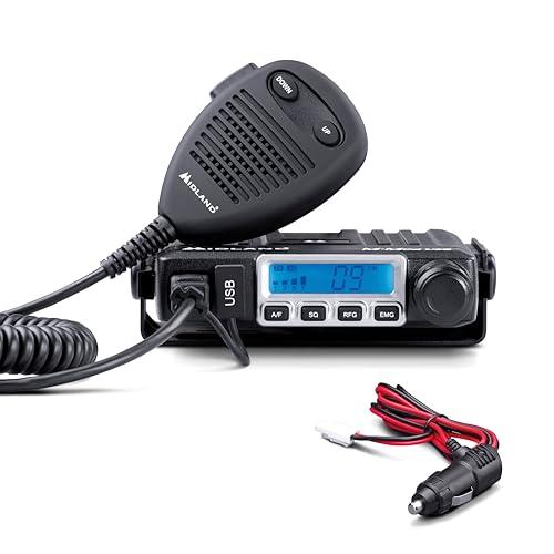 Midland - Radio CB M-MINI USB Senza Licenza, Multi Banda EU, 40 Canali AM/FM, Ricetrasmittenti Professionali Display LCD con S-Meter, 2 Modalità Squelch, Ricarica Rapida Presa USB Altoparlante Esterno