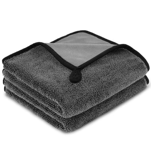 URAQT 2 Pezzi Panno Microfibra Per Pulizia Auto, 40cm * 40cm Professionale Super Assorbenti Morbidi Panno Asciugatura, per Doccia, per Rimuovere l'acqua in Auto, Vetri e Bagno
